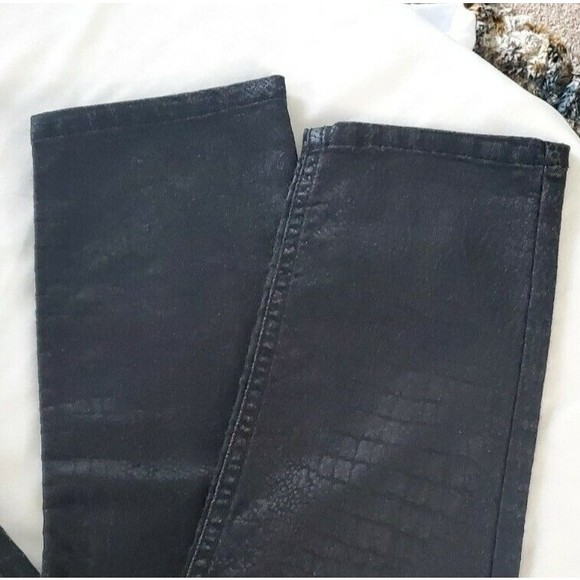Sapphire Ink Black Jeans Junior Size 7  Snakeskin Jacquard Skinny Low Rise 30X31 - Picture 3 of 6